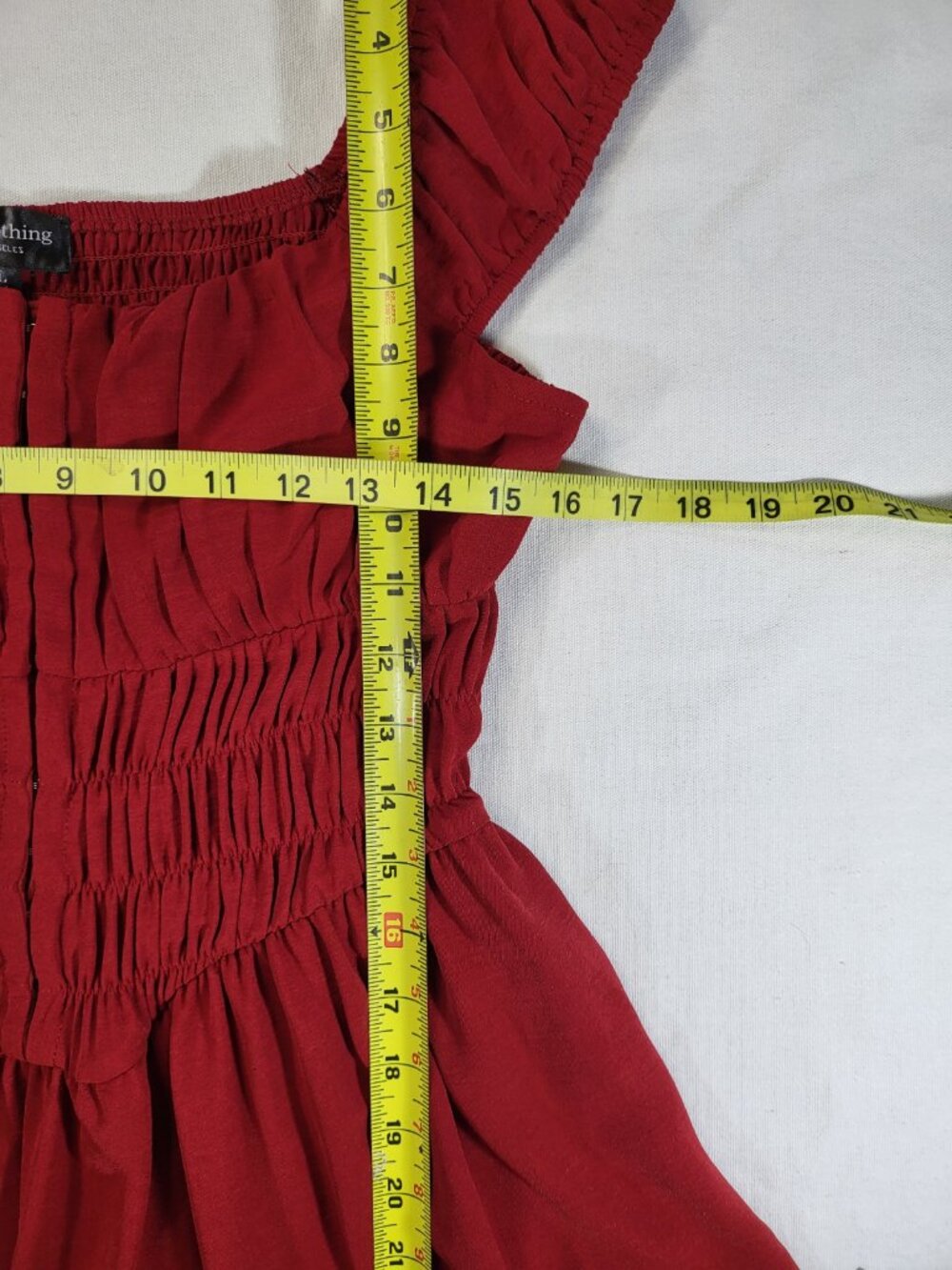 One Clothing Los Angeles Women’s Red Smocked Puff Sleeve Dress Size L - Picture 4 of 6